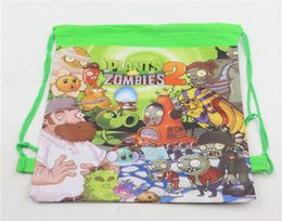 12pcs 4 Colours Plants vs Zombies Decoration Kids Cartoon Gift Backpack Birthday NonWoven Fabric Drawstring Party Bags Supplies1532890