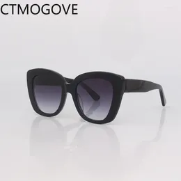 Sunglasses Black Acetate Frame Butterfly For Women Fashion Gradient Grey Lens Outdoor UV Protection Eyewear