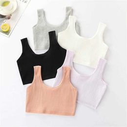 Camisole Cotton Soft Childrens Roupa Meninas Meninas de colorido Sólido Top de 9 a 16 anos meninas TOPL2405