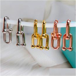 Pendant Necklaces New Horseshoe Buckle Necklace Earring Set Fashion Designer Girl Valentine Gift Jewellery Factory Drop Delivery Pendant Dhbts