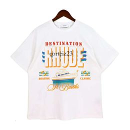 Rhude Mens T Shirt Designer T Shirt Rhude T Shirt Europe America Rhude Shirt Designer Brand Clothing Round Neck High Quality Short Sleeve US Size S-Xxl 355