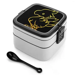 Dinnerware Final Fantasy-Chocobo Bento Box Student Camping Lunch Dinner Boxes Kweh Fantasy Chocobo Yellow Neon Gaming