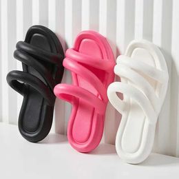 Slippers Candy Color A Flip-flops Female Summer Fashion Double with Outside Wear Flat Bottom Beach Shoes Vacation Sandals H240514