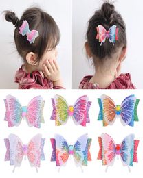 Girls Hair Clip Colorful Dream Butterfly Barrettes Kids Bow Headdress Children paillette cute Designer Hair Clips A2541025344