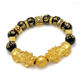 Charm Bracelets Gold Placer Brave Bracelet 3D Dice Plated Lucky Nafu Obsidian For Men And Women.