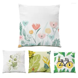 Pillow Polyester Liene Durable Throw Pillows Square Beautiful Green Leaves Comfortable Personalise Protection Cover Slow E1261