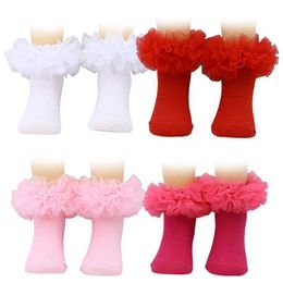 Kids Socks 5-pack Colour set for children and girls 0-10Y sheer white pleated Tutu socks lace top ankle socks for weddings and floral girl dresses d240515
