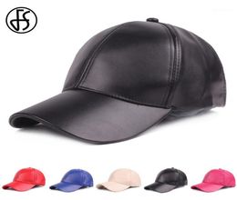 FS Winter PU Leather Cap For Men Black Red White Baseball Caps Unisex Snapback Hat Women Golf Custom Bone Trucker Gorra 202019005699