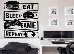 Eat Sleep Game Repeat Pattern Wall Sticker Home Decor Boys Room Teens Bedroom Gamer Gaming Room Wall Decals Murals 4617 2103089270681