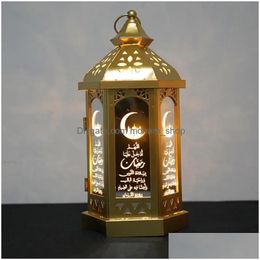Other Festive Party Supplies Ramadan Lamp Eid Mubarak Led Hanging Lanterns 14X28Cm Warm Lights Islam Muslim Event Decorationsa Cpa2 Dhmjy