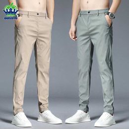 Men's Pants 2024 Spring Summer Casual Pants Men Cotton Stretch Slim Fit Elastic Waist Business Korean Classic Trousers Male Black Grey 38 Y240514