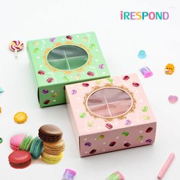 Gift Wrap 10/20PCS 12x11x5cm Macaron Packing Box Transparent Window Packaging Candy Pastry Party Favours