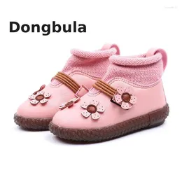 Boots Winter Flower Children's For Girls Shoes Solid Colour Fashion Comfortable Low Kids Wild Cotton Warm Lightweight Slip