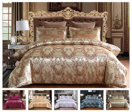 Luxury 2 or 3pcs Bedding Set Satin Jacquard Duvet Cover Sets with Zipper Closure 1 Quilt Cover 12 Pillowcases USEUAU Size 2018408273