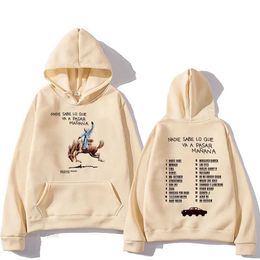 Men's Hoodies Sweatshirts Bad Bunny RIP Hoodies Men/Women Clothing Sudaderas Album Nadie Sabe Lo Que Va Pasar Manana Sweatshirts Long Slve Autumn Hoody Y240510