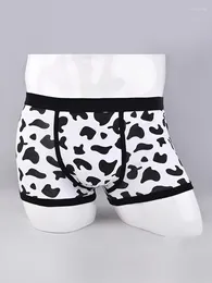 Underpants Men Sports Boxers Underwear Sport Black L XL XXL Cartoon Cow Printing Ventilate Fashion Fitness Casual Comfortable