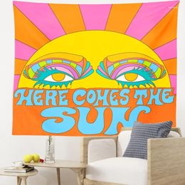 Tapestries 80s Colorful Sunshine Wall Tapestry Hanging Home Decor INS Style Spring Flower For Drom Room Decoration Print