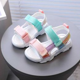Sandals Fashionable Coloured sandals suitable for children boys girls non slip and soft baby beach water sports girl breathable in summer d240527