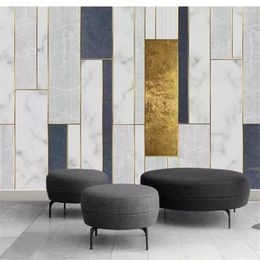 Wallpapers Mural Papel De Parede 3D Custom Wallpaper Modern Minimalistic Geometric Gold Lines Mosaic Pattern TV Background Wall