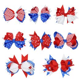 American Flag Print Barrettes Bow Hair Clips Swallowtail Hairpins Hair Bow With Clip 4: e juli Independeny Day Kids Hårtillbehör Barnhuvudbonader