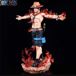 Action Toy Figures 28cm Portgas D Ace Figures One Piece Ace Anime Figure Action Figures Gk Figurine Pvc With Light Statue Model Decoratio Toys Gift