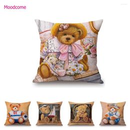 Pillow Cute Adorable Teddy Lovely Bear Children Room Decoration Case Kids' Gift Cotton Linen Chair Seat Cover