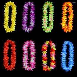 Party Decoration 105cm Multi-colored Beach Tropical Flower Necklace Hawaiian Luau Petal Leis Festival Wedding Supplies Decorations