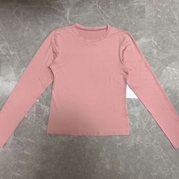 Designer-Basishemd Frühling und Herbst Feste Farbe Slim Pullover T-Shirt Womens Street Topspring und Herbst Solid Color Slim Fit Bottom T-Shirt 3xec