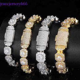 Hotsale Hip Hop Jewellery Men 10mm Flip Cover Iced Out Vvs Moissanite Diamond Bracelet Sier Bling Rock Candy Tennis Chain for Women