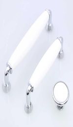 5quot modern simple silver white furniture handles ceramic dresser kitchen cabinet door handle chrome drawer knob 128mm 96mm4925909