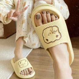 Slippers Cute Bear Summer Fashion Men Beach Slides Women Thick Platform Sandals Male Casual Shoes Bath Non-Slip Man Flip Flops H240514