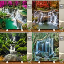 Shower Curtains Home Bathroom Decoration Waterproof Natural Scenery Curtain Landscape Forest Waterfall
