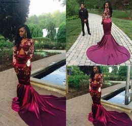 Party Dresses Est Mermaid Burgundy Prom Dress Long Sleeves Formal Holidays Wear Graduation Pageant Gown Custom Made Plus Size