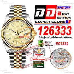 126333 DD3235 Date Automatic Mens Watch DDF Two Tone Yellow Gold Fluted Motif Dial 904L JubileeSteel Bracelet 72H Power Reserv Watches Super Edition Puretime PTRX