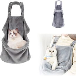 Carrier Hanpanda Small Dog Cat Soft Warm Chest Carrier with Pocket Hands Free Shoulder Bag Body Front Cat Sling Transport Bag Cats Apron