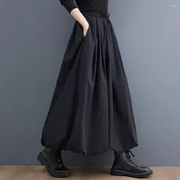 Skirts Women Maxi Skirt High Waist A-line Elegant Women's Winter Woollen With Pockets Fashionable For Warmth