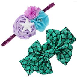 Bandanas 2 Pcs Elasticity Children's Ribbon Baby Girl Headbands Hair Decoration For Bronzing Cloth Accessories