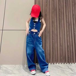Overalls Hot selling baby girl printed jumpsuit childrens colorful fashion pants 2022 summer new jumpsuit youth clothing childrens set Wz684 d240515
