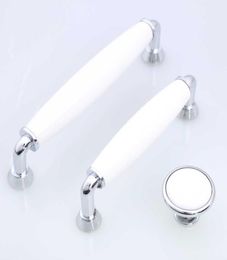 5quot modern simple silver white furniture handles ceramic dresser kitchen cabinet door handle chrome drawer knob 128mm 96mm6828406