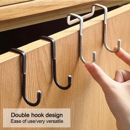 Hooks S-type Door Hanger Short Long Dual Hook Clothes Stainless Steel Back Wall Mounted Free Punching Cabinet Hange
