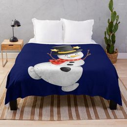 Blankets Dancing Snowman Polyester Fabric Plaid Mexican Throw Blanket