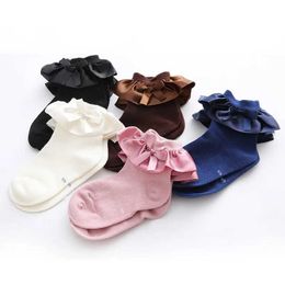 Kids Socks 0-7t toddler cotton ankle bow socks baby girl princess pleated cuffs socks sweet lace floor socksL2405