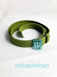 Designer Borbaroy belt fashion buckle genuine leather army green canvas belt with B buckle