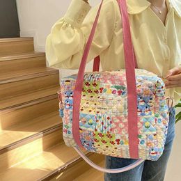 Diaper Bags Quilted Cotton Baby Diaper Bag Caddy Nappy Bag Zipper Handbag Maternity Bag Travel Baby Items Storage Luggage Bag Toiletry Kits Y240515