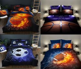 1 Set 3D Printing 23Pcs Sport Series Soft Duvet Pillow Cover Football Basketball Rugby Bedding Sets Bedclothes Boy Gift Textile3354393