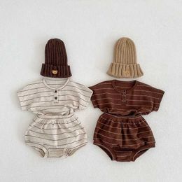 Clothing Sets Summer Baby Clothing Set Infant Girls Striped Tee and Bloomer 2PCS Toddler Boys Short Sleeved Top Suit