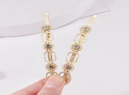 Crystals Lady Hair Pins Women Double Letter Designers Hair Clips Luxury Small Bee Pattern Barrettes for Gift4794127