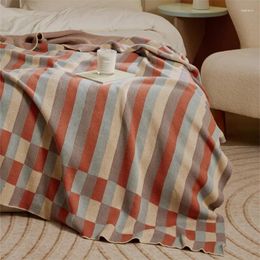 Blankets Four Seasons Cotton Bedroom Office Area Nap Cover Blanket Knitted Striped Picnic Air Conditioning Quilt Cooling