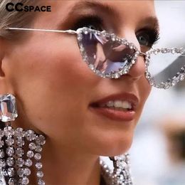 Sunglasses 56219 Diamond Women Cat Eye Retro Sun Glasses For Vintage Shades Female Black Oculos