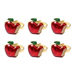 Baking Moulds Napkin Rings Set Of 6 Red Apple Ring For Wedding Dinner Party Banquet Serviette Christmas Birthday